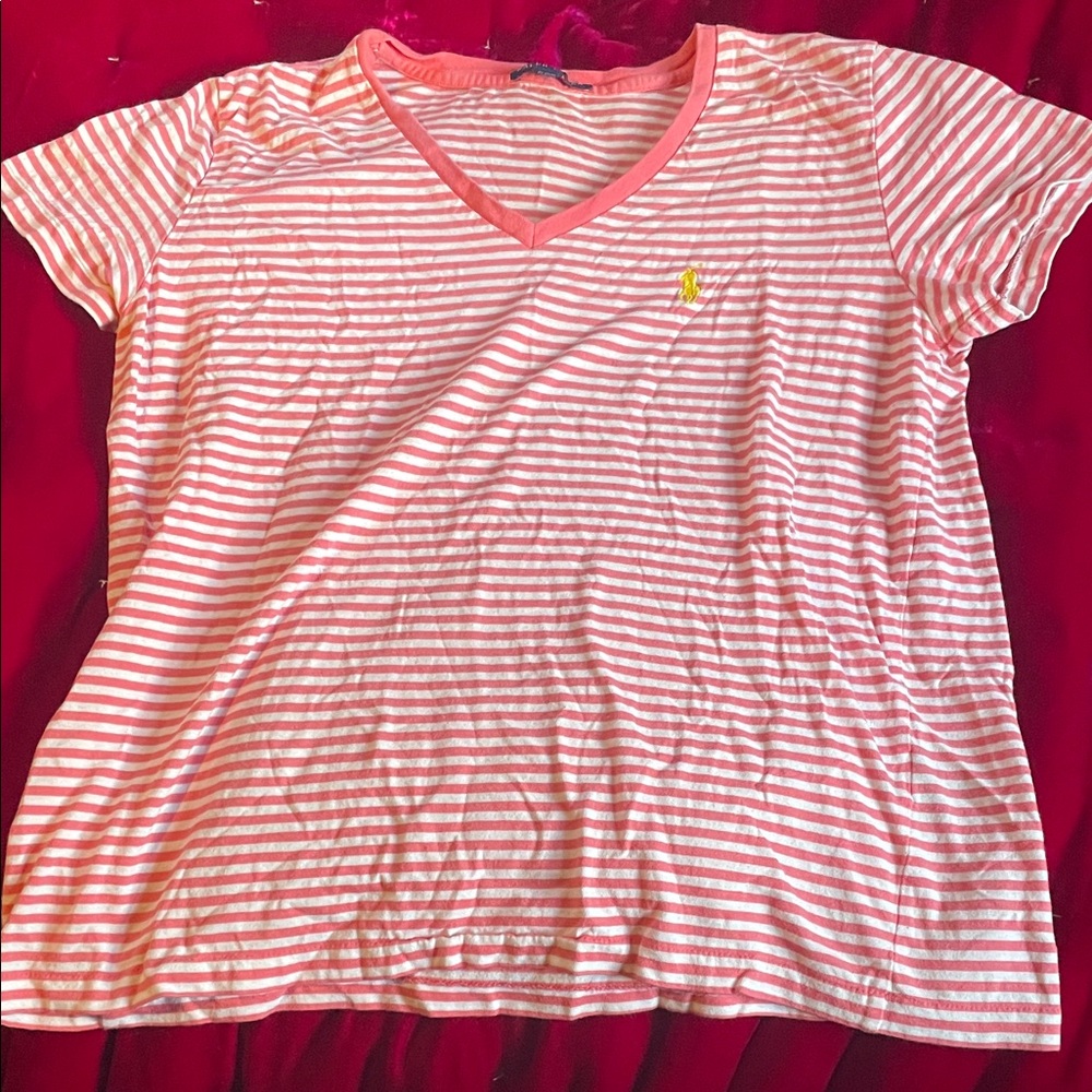 Ralph Lauren Pink and White Striped Tee